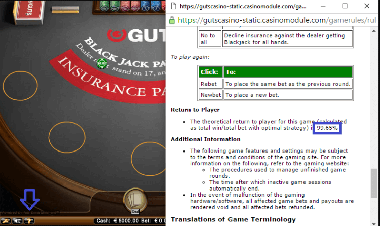 How to check blackjack game odds